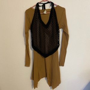 Brown dress with optional black tie front